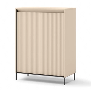 Komoda Trend 78 cm beżowa elegancka i stylowa komoda o wyjątkowym charakterze gustowne ryflowane fronty z oświetleniem LED