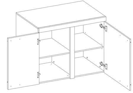 Komoda Rene 97 cm dąb lefkas / grafit nowoczesny design mebla obrzeża komody wykończone specjalną okleiną ABS