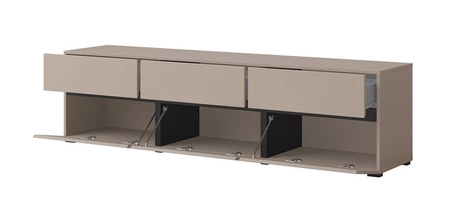 Szafka RTV Cross 180 cm ciemny beżowy nowoczesny design idealna szafka do salonu i pokoju dziennego geometryczny kształt