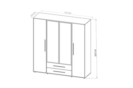 Szafa z lustrem Maxione 198 cm biała pojemna szafa do sypialni pokoju młodzieżowego lub przedpokoju wzbogacona szufladami