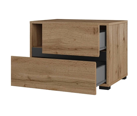 Szafka nocna Cross dąb wotan szafka z szufladami do sypialni nowoczesny design prosta forma pojemne szuflady