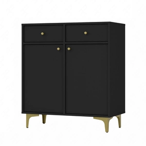 Komoda z szufladami Kioto I 84 cm czarny grafit idealna komoda do salonu lub sypialni w stylu nowoczesnym złote metalowe dodatki
