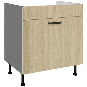 Szafka kuchenna pod zlewozmywak z szufladą Chevron 80 ZL 1S BB fronty z ozdobnym dekorem jodełki szafka odporna na działanie wilgoci