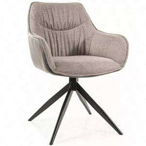 Krzesło tapicerowane Sempre szare / szara ekoskóra nowoczesne krzesło obrotowe z metalowymi nogami stylowe krzesło kubełkowe