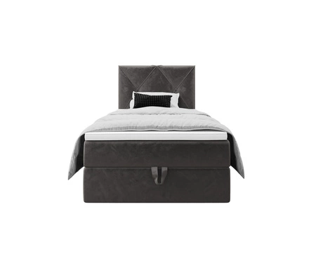 Łóżko kontynentalne Arvada 100x200 szare w nowoczesnym skandynawskim stylu z tapicerowanym zagłówkiem łóżko z pojemnikiem