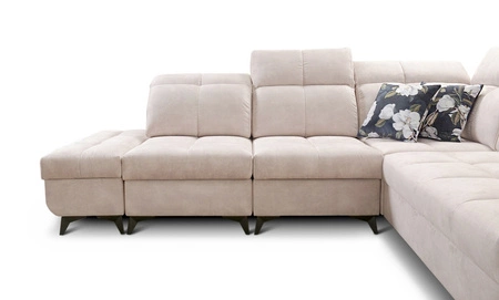 Narożnik z funkcją spania Buffalo IX żółty lewostronny stylowy narożnik do pokoju wykonany z welurowej tkaniny ozdobne poduszki