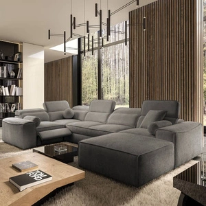 Narożnik z funkcją spania Viano IV Lux szary prawostronny designerski narożnik z wysuwanym podnóżkiem duży pojemnik na pościel