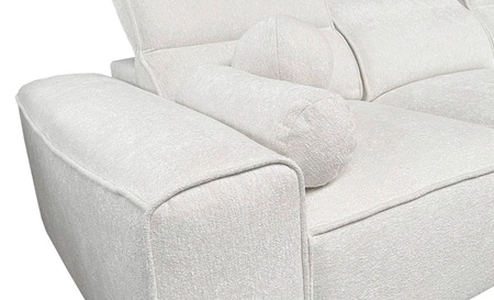 Narożnik z funkcją spania Viano XII patynowy prawostronny stylowy narożnik o ciekawym kształcie regulowane zagłówki ozdobne poduszki