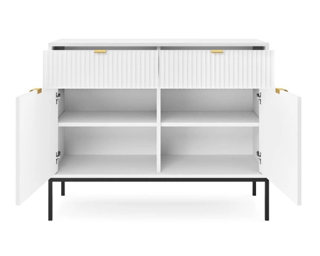 Komoda z szufladami Lovro 104 cm biała nowoczesny design zachwyci miłośników wyrazistych wnętrz