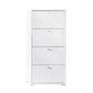 Szafka na buty Anter biała funkcjonalna szafka do przedpokoju praktyczne 4 drzwi otwierane do dołu