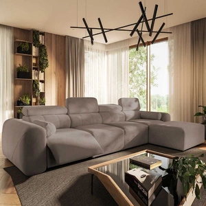 Narożnik z funkcją spania Cantare XII Lux ciemny beż prawostronny estetyczny i niezwykle komfortowy narożnik z podnoszonym podnóżkiem