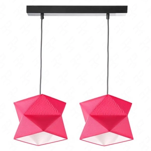 Lampa wisząca podwójna Quasar designerska lampa sufitowa do salonu z różowymi abażurami i czarną metalową podstawą