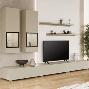 Meblościanka Baros beżowa modernistyczny design idealnie wkomponuje się do każdego wnętrza