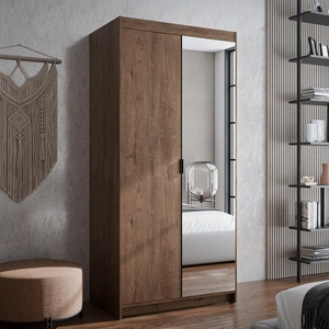 Szafa z lustrem Rene 90 cm dąb lefkas klasyczny design prosta forma idealna szafa do sypialni lub przedpokoju obrzeża wykończone ABS