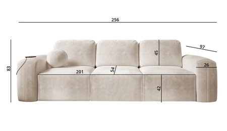 Sofa z funkcją spania Arbon grafitowa komfortowa i stylowa sofa do salonu miękka pluszowa tkanina nadaje unikalnego charakteru