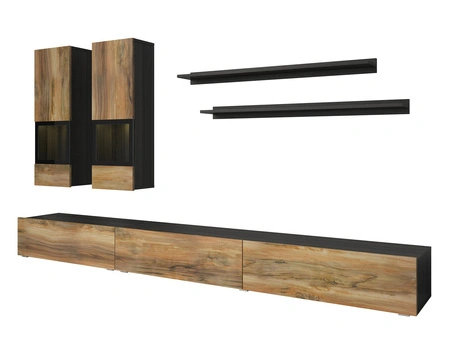 Meblościanka Baros orzech satin / touchwood modernistyczny design idealnie wkomponuje się do każdego wnętrza