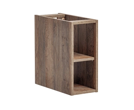 Zestaw mebli łazienkowych Santa Fe czarny / dąb vintage zestaw mebli z szafkami pod umywalki nablatowe metalowe uchwyty krawędziowe