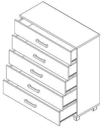 Komoda z szufladami Maximus 100 cm dąb sonoma jasny modernistyczny design komody szuflady na prowadnicach rolkowych
