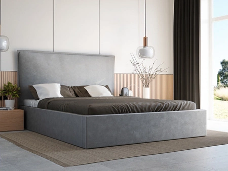 Łóżko tapicerowane Lila 160x200 szary popiel stylowe łóżko z pojemnikiem na pościel wygodny zagłówek zachwyca eleganckim designem