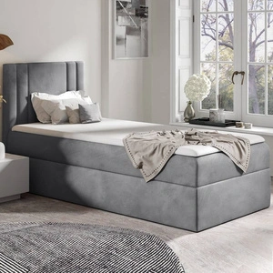 Łóżko kontynentalne Alia 90x200 jasny szary nowoczesny styl idealne łóżko do pokoju dziecięcego subtelne pionowe przeczycia na wezgłowiu