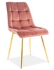 Krzesło tapicerowane Chic II 43x50 cm antyczny róż nowoczesne oraz funkcjonalne krzesło glamour ze złotymi nogami