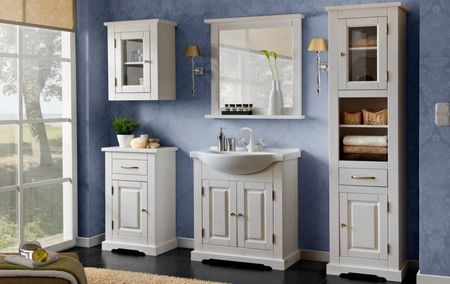 Szafka pod umywalkę Romantic 65 cm biała wyjątkowo elegancka szafka w stylu klasycznym wykonana z drewna metalowe uchwyty