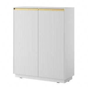 Komoda wysoka Imperial 104 cm biała elegancka stylowa komoda o wyjątkowym charakterze z frezowanymi frontami i złotymi uchwytami