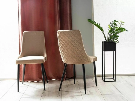 Krzesło tapicerowane Piano B szare nowoczesne oraz funkcjonalne krzesło do jadalni z metalowymi nogami