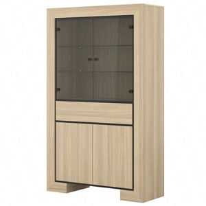 Witryna Cuba 113 cm dąb samdal stylowa witryna z szufladą do salonu elementy z bezpiecznego szkła stylowe frezowane uchwyty