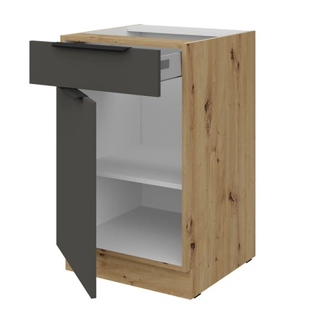 Szafka kuchenna stojąca z szufladą i półką Aversa Ar 50 D 1F 1S BB fronty szafki kuchennej wykończone w technologii anti fingerprint