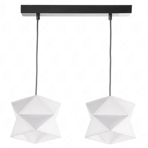 Lampa wisząca podwójna Quasar designerska lampa sufitowa do salonu lub jadalni z białymi abażurami i czarną metalową podstawą