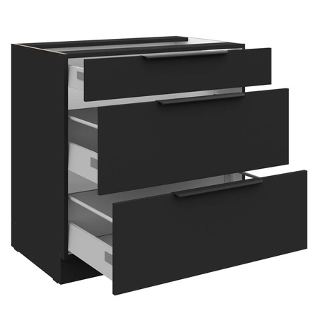 Zestaw mebli kuchennych narożny Brianza / Black 330x210 cm uchwyty krawędziowe szafki doskonale prezentują się w nowoczesnych wnętrzach