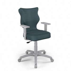 Krzesło do biurka Duo niebieskie idealne do wzrostu 146-176,5 cm ergonomiczne siedzisko regulowane podłokietniki odporna tkanina