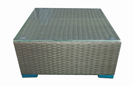 Stolik ogrodowy Tinto szary wszechstronny design wpisujący się w ogrodowe przestrzenie oraz mniejsze tarasy lub balkony szklany blat