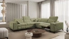 Narożnik z funkcją spania Penejos III Lux oliwkowy prawostronny wygodny narożnik do salonu z wysuwanym podnóżkiem pojemnik na pościel