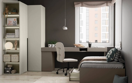 Szafa narożna Woow szampańska nowoczesny wygląd szafy z dwoma drążkami na ubrania wiszące modna i lekka kolorystyka