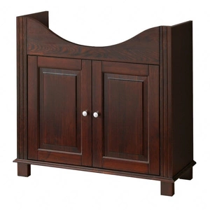 Szafka pod umywalkę Retro 85 cm brązowa elegancka szafka wykonana z drewna metalowe srebrne uchwyty idealna do łazienek w stylu retro