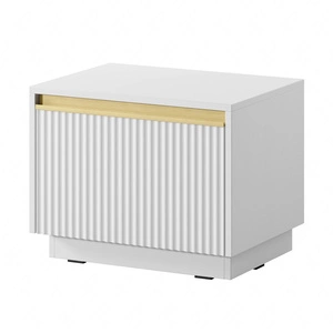 Szafka nocna z szufladą Imperial biała z możliwością podwieszenia modna szafka do sypialni z eleganckim frezowanym frontem