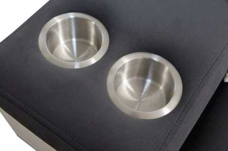 Narożnik z funkcją spania Elgin czarny lewostronny narożnik z regulowanymi zagłówkami praktyczne szuflady w boczkach mebla