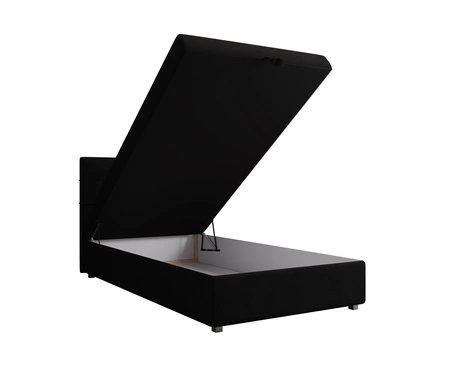 Łóżko kontynentalne Fresno 100x200 czarne w nowoczesnym skandynawskim stylu z tapicerowanym zagłówkiem łóżko z pojemnikiem