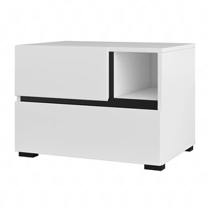 Szafka nocna Cross biała szafka z szufladami do sypialni nowoczesny design prosta forma pojemne szuflady