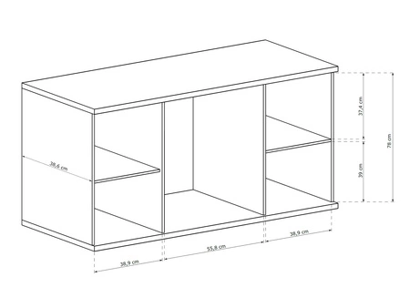 Komoda z szufladami Cali 142 cm dąb artisan / czarny elegancki i uniwersalny styl komody czarne uchwyty ozdobne lamele na drzwiach komody