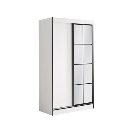 Szafa przesuwna z lustrem Osgar 120 cm biały / czarny oryginalny design doskonale odnajdzie się w pokoju młodzieżowym lub sypialni