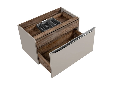 Szafka pod umywalkę nablatową Santa Fe 80 cm szary krzemowy funkcjonalna szafka z szufladami praktyczny organizer uchwyt krawędziowy