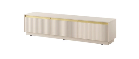 Szafka RTV Imperial 180 cm beżowa z możliwością podwieszenia stylowe frezowane fronty ozdobione ciekawymi uchwytami