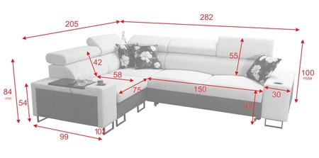 Narożnik z funkcją spania Flavio II beżowy / brązowy lewostronny wygodny narożnik rozkładany otwierany barek w boczku mebla