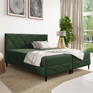 Łóżko kontynentalne Noren 120x200 zielone nowoczesna forma łóżka z klasycznym pikowaniem na wezgłowiu duże pojemniki na pościel