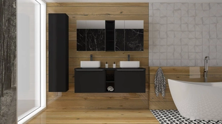 Szafka łazienkowa wisząca Santa Fe 20 cm czarna stylowa szafka z półkami regał wiszący dopełni aranżację każdej łazienki