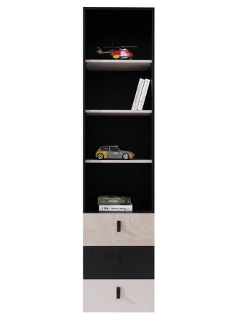 Zestaw mebli Niko czarny / dąb / beż idealna propozycja do pokoju młodzieżowego lub dziecięcego w modnym stylu