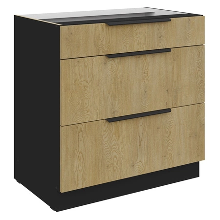 Szafka kuchenna stojąca z szufladami Crotone 80 D 3S BB metalowe uchwyty krawędziowe szafka odporna na działanie wilgoci i uszkodzenia